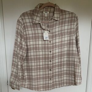 a.n.a Plaid Womens Long Sleeve Blouse